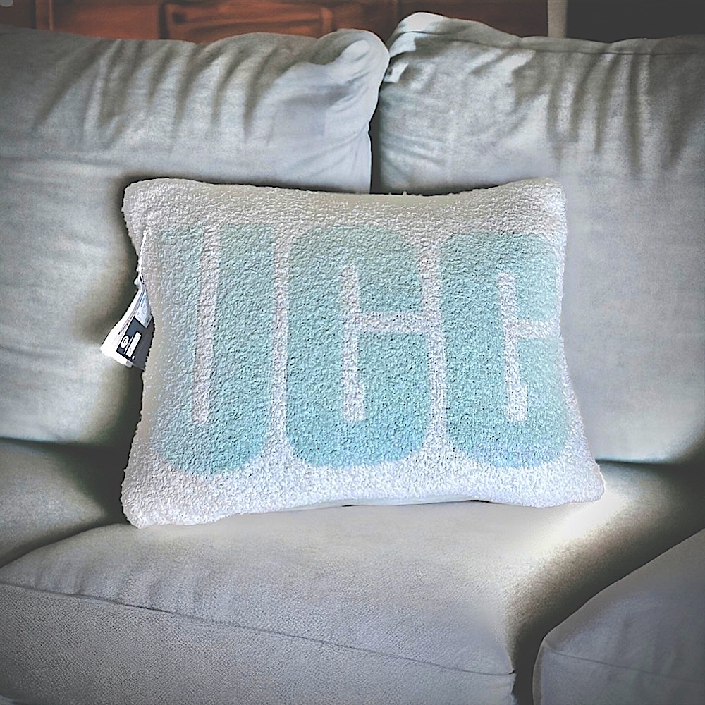 NWT UGG Poppy Logo Throw Pillow Mint Green and White reversible - Picture 7 of 10